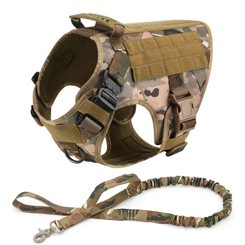 Large Dog Collar Military Dog Harness And Leash Set Pet Training Vest Tactical German Shepherd K9 Harnesses For Small Dogs