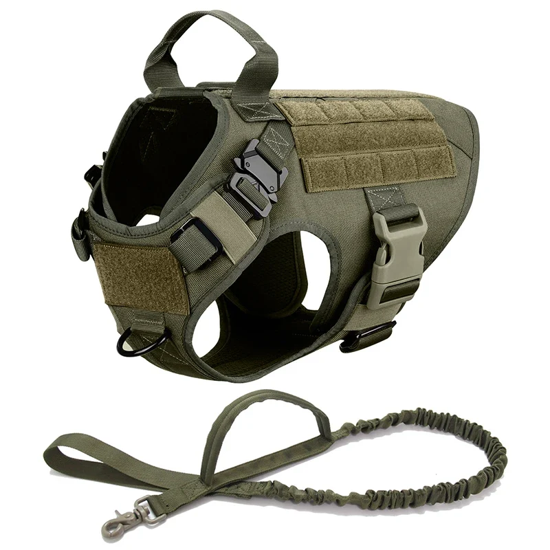 Large Dog Collar Military Dog Harness And Leash Set Pet Training Vest Tactical German Shepherd K9 Harnesses For Small Dogs
