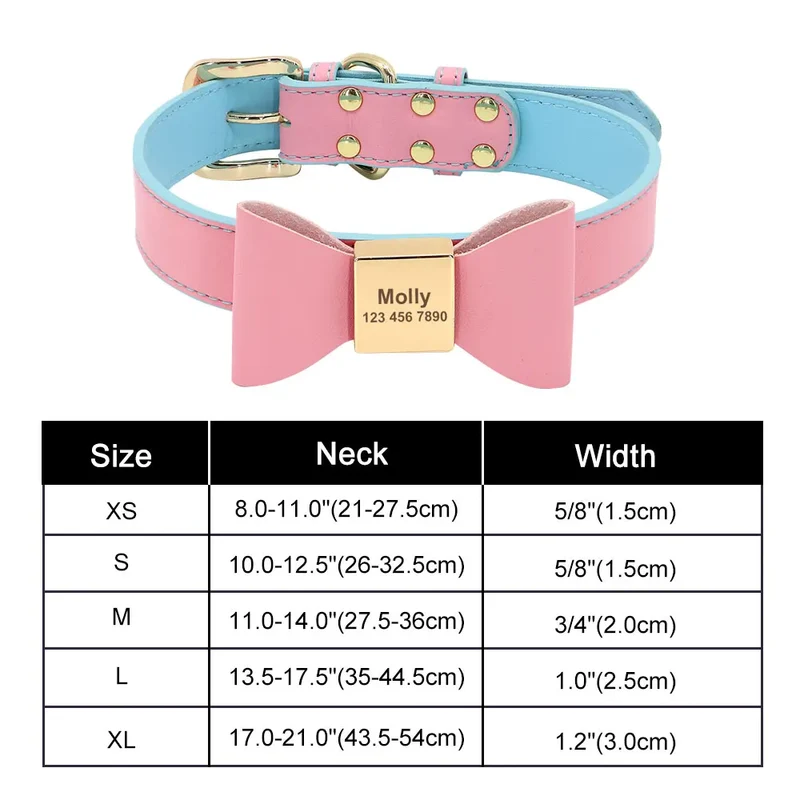 Personalized Nylon Bowknot Dog Collar Custom Printed Chihuahua French Bullodog Collars Adjutable Nameplate For Small Medium Dogs