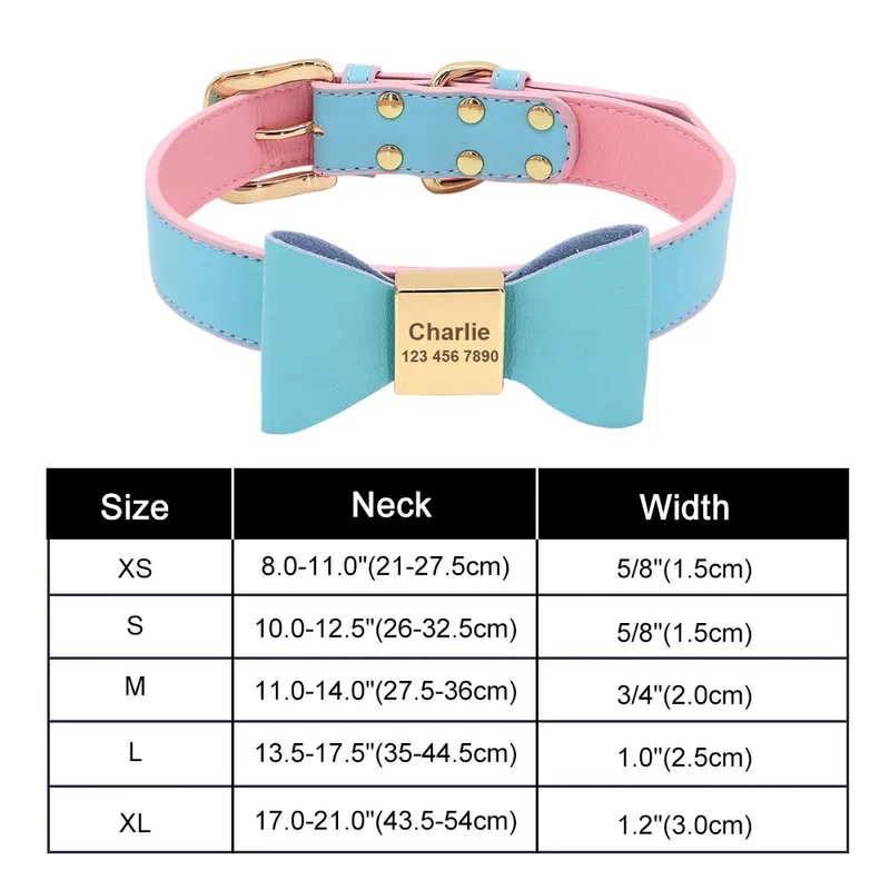 Personalized Nylon Bowknot Dog Collar Custom Printed Chihuahua French Bullodog Collars Adjutable Nameplate For Small Medium Dogs
