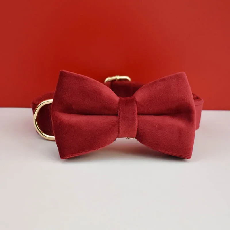 Luxury Personalized Dog Collar Harness Leash set custom，custom Logo detachable dog bow tie collar，dog collar leash diy