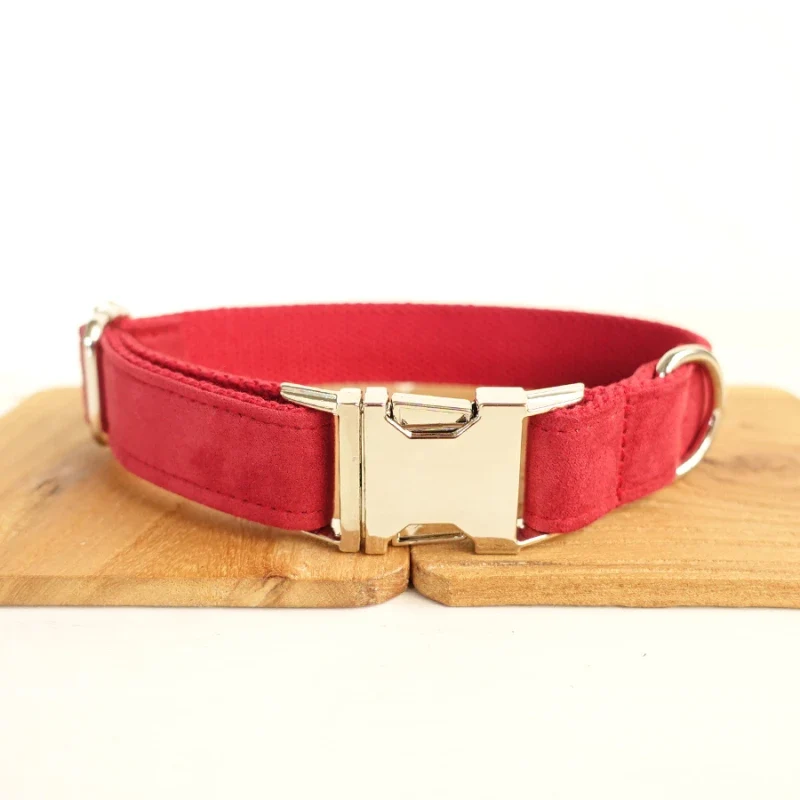 Personalized Dog Collar Customized Pet Collars Free Engraving ID Nameplate Tag Pet Accessory Multi Velvet Puppy Collar Leash