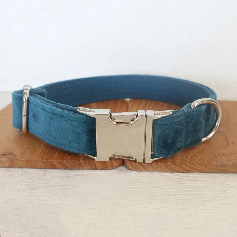 Personalized Dog Collar Customized Pet Collars Free Engraving ID Nameplate Tag Pet Accessory Multi Velvet Puppy Collar Leash