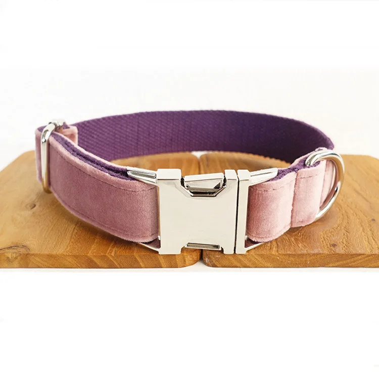 Personalized Dog Collar Customized Pet Collars Free Engraving ID Nameplate Tag Pet Accessory Multi Velvet Puppy Collar Leash