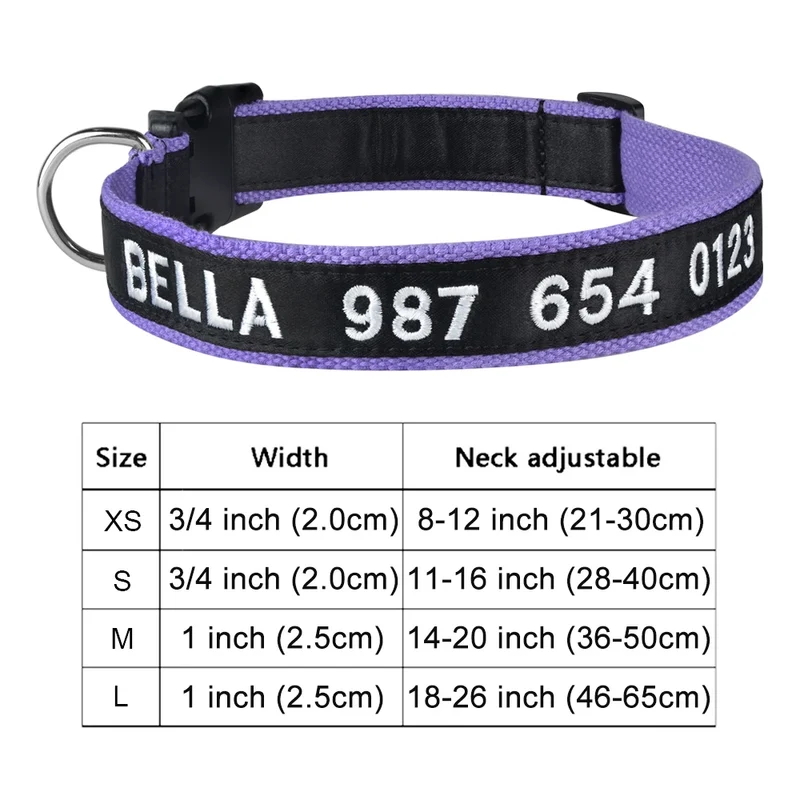 Adjustable Nylon Products Dog Collars Custom Free Embroidered Name Dogs Collar Personalized Puppy Medium Large Unisex Dog Collar
