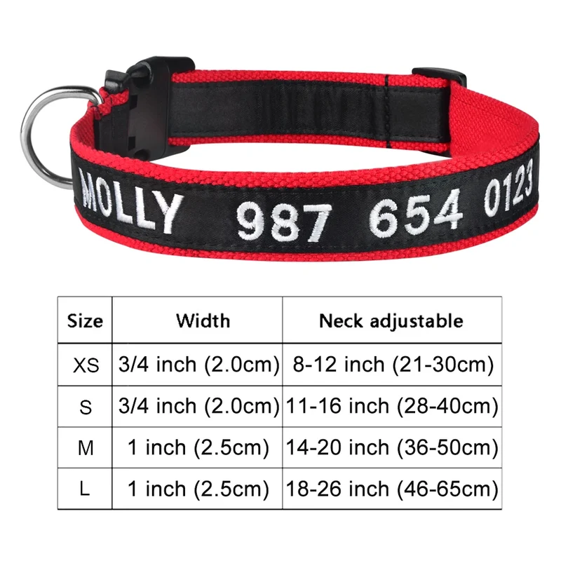 Adjustable Nylon Products Dog Collars Custom Free Embroidered Name Dogs Collar Personalized Puppy Medium Large Unisex Dog Collar
