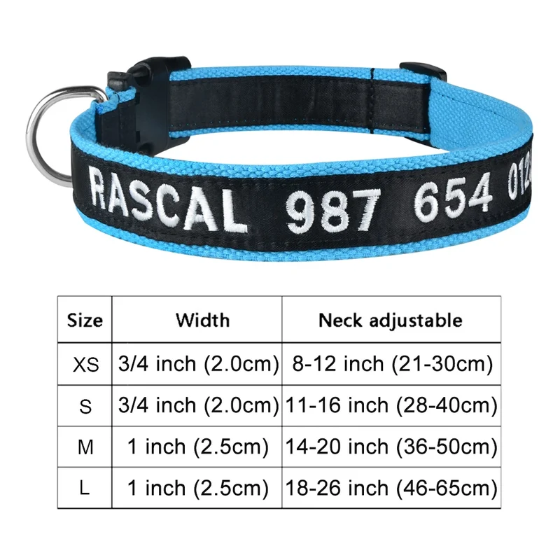 Adjustable Nylon Products Dog Collars Custom Free Embroidered Name Dogs Collar Personalized Puppy Medium Large Unisex Dog Collar