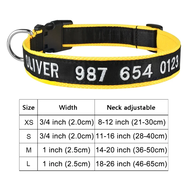 Adjustable Nylon Products Dog Collars Custom Free Embroidered Name Dogs Collar Personalized Puppy Medium Large Unisex Dog Collar