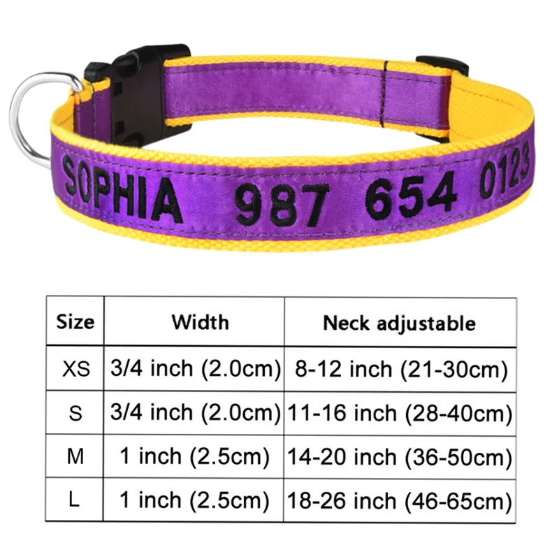 Adjustable Nylon Products Dog Collars Custom Free Embroidered Name Dogs Collar Personalized Puppy Medium Large Unisex Dog Collar
