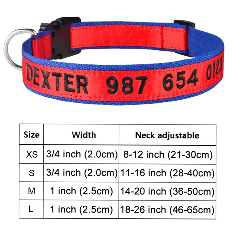 Adjustable Nylon Products Dog Collars Custom Free Embroidered Name Dogs Collar Personalized Puppy Medium Large Unisex Dog Collar