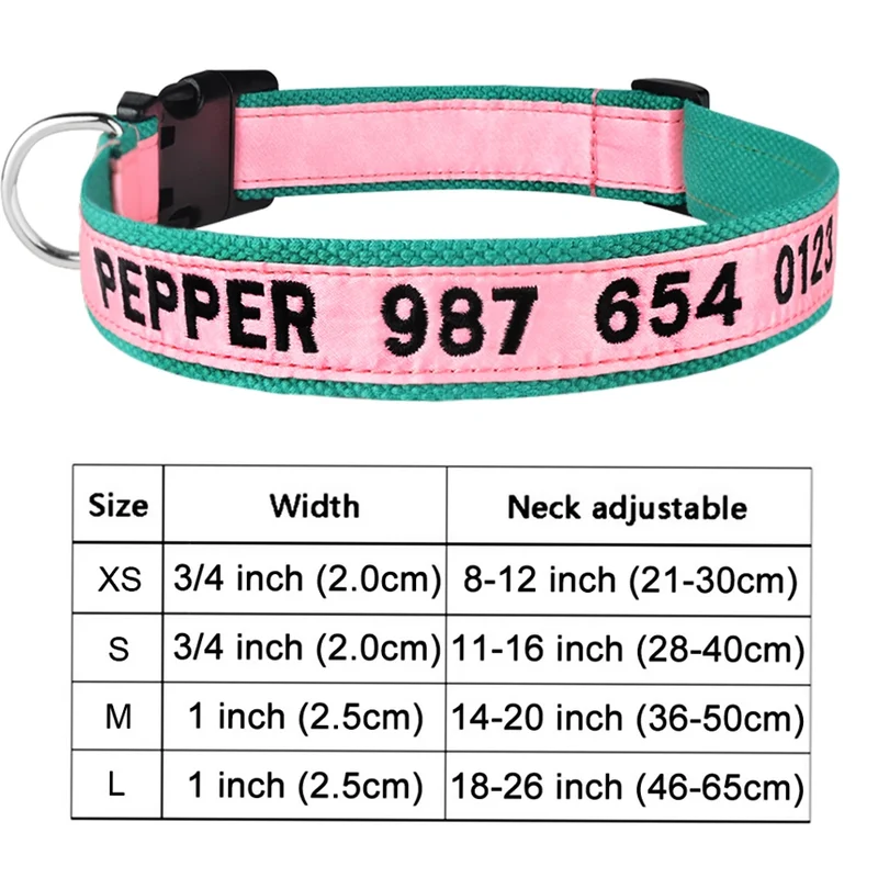Adjustable Nylon Products Dog Collars Custom Free Embroidered Name Dogs Collar Personalized Puppy Medium Large Unisex Dog Collar