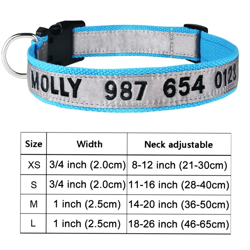 Adjustable Nylon Products Dog Collars Custom Free Embroidered Name Dogs Collar Personalized Puppy Medium Large Unisex Dog Collar