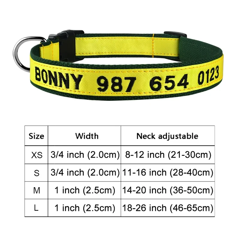 Adjustable Nylon Products Dog Collars Custom Free Embroidered Name Dogs Collar Personalized Puppy Medium Large Unisex Dog Collar