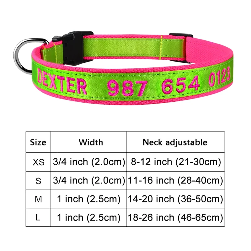Adjustable Nylon Products Dog Collars Custom Free Embroidered Name Dogs Collar Personalized Puppy Medium Large Unisex Dog Collar