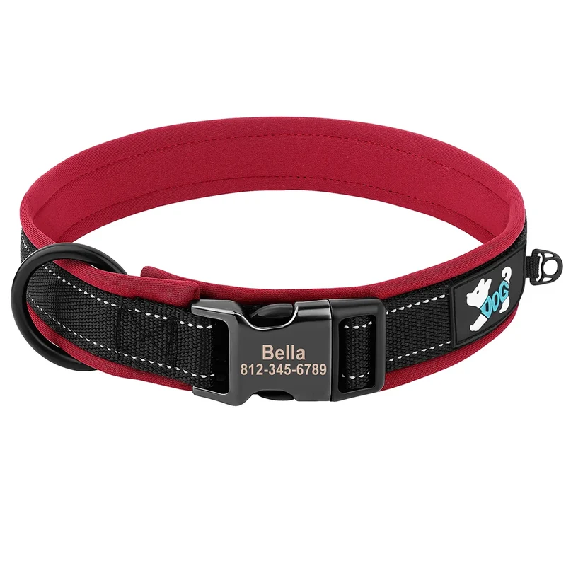 Adjustable Dog Collar Personalized Dogs Padded Collars Reflective Free Engraved ID Tag Pitbull Pug Collars For Small Large Dogs