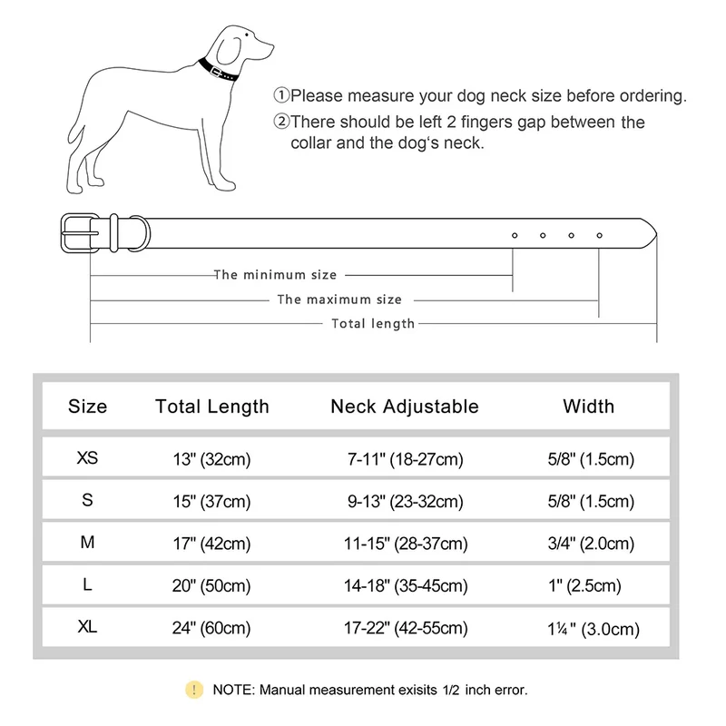 Customized Leather ID Nameplate Dog Collar Soft Padded Dogs Collars Free Engraving Name for Small Medium Large Dogs Adjustable