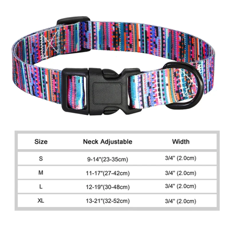 Nylon Flower Dog Collar Floral Printed Dog Cat Collars Adjustable Puppy Collar for Small Medium Large Dog Chihuahua Bulldog Pug