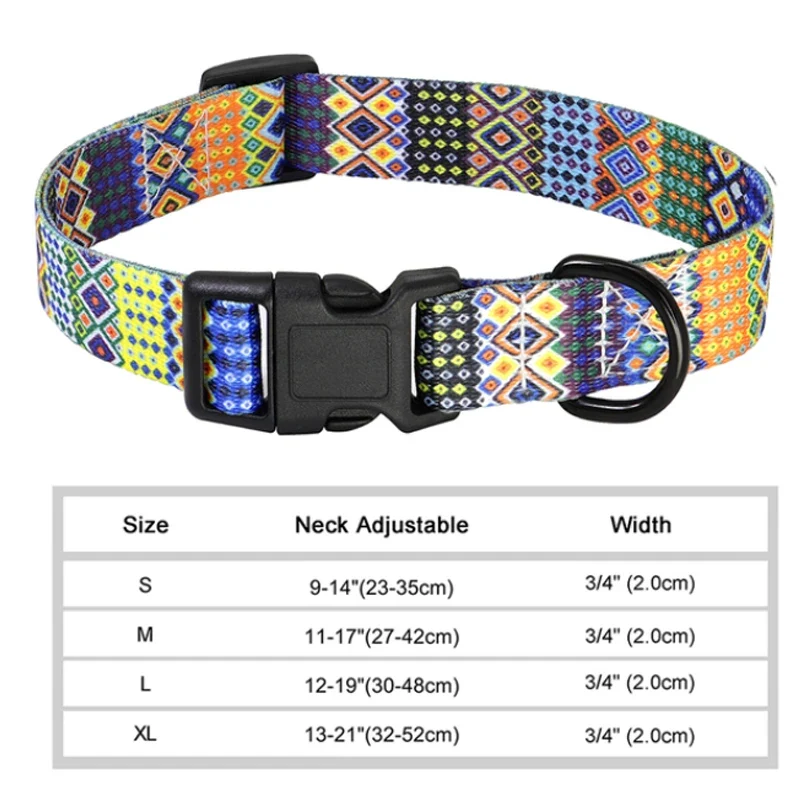 Nylon Flower Dog Collar Floral Printed Dog Cat Collars Adjustable Puppy Collar for Small Medium Large Dog Chihuahua Bulldog Pug