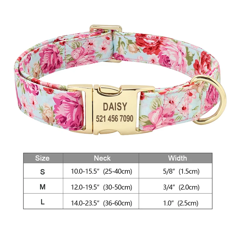 Personalized Dog Accessories Collar Nylon Printed Pet Puppy Collar Dog ID Collars Free Engraved ID for Small Medium Large Dogs
