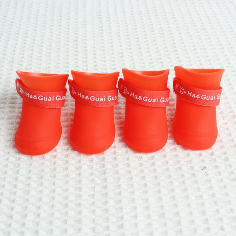 4Pcs Anti-slip Rain Shoes Dog Cat Rubber Boot Dogs Cats Pet Foot Cover Puppy Waterproof Socks Small Medium Dogs Protect The Paw