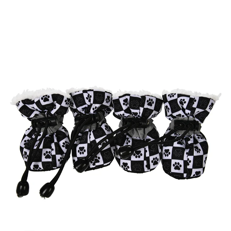 4pcs/set Waterproof Winter Pet Dog Shoes Anti-slip Rain Snow Boots Footwear Thick Warm For Small Cats Puppy Dogs Socks Booties