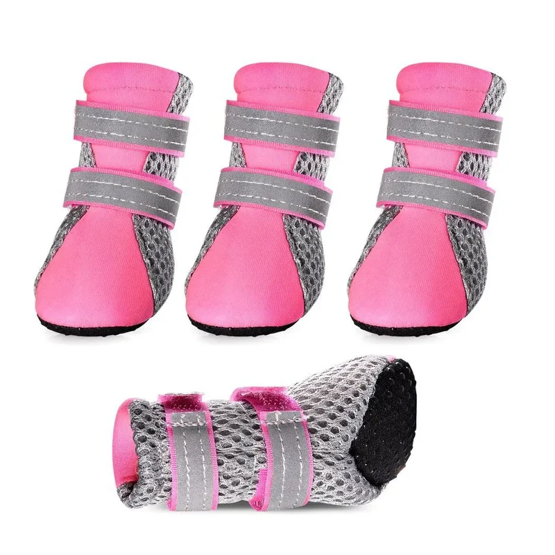 Breathable Pet Dog Shoes Waterproof Outdoor Walking Net Soft Summer Pet Shoes Night Safe Reflective Boots For Small Medium Dogs
