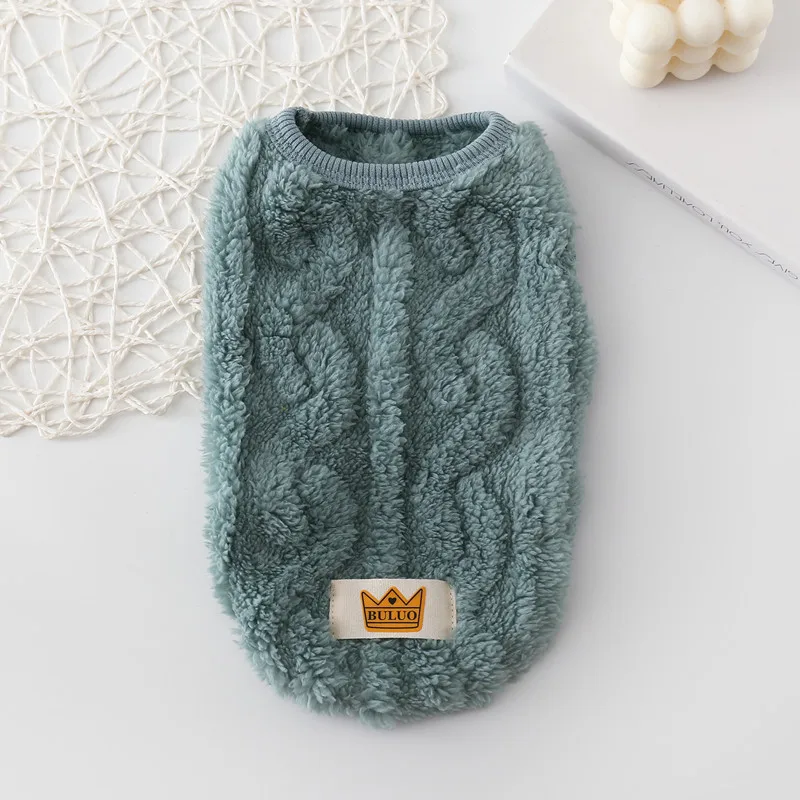 Fleece Pullover Pet Clothes Cute Wavy Double-sided Puppy Kitten Coats Sweater for Small Medium Dogs Cats Warm Winter Outfit
