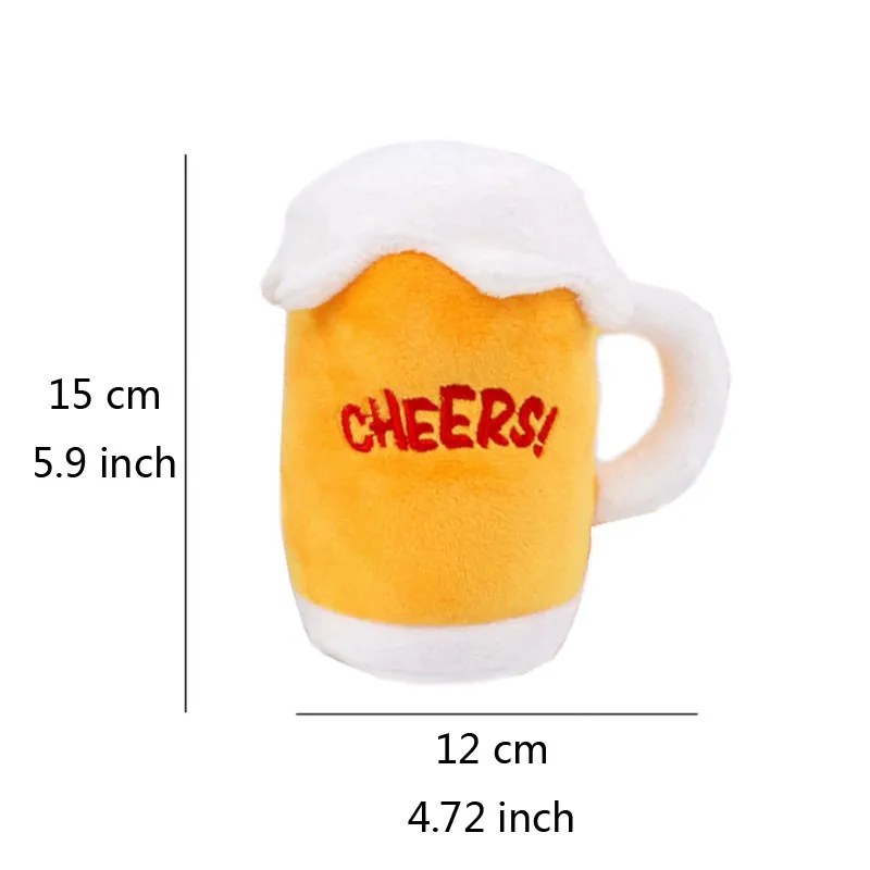 Funny Plush Toys for Dog Squeaky Beer Bottle Food Shape Dog Toy Bite-Resistant Winebottle Chew Toy Pet Supplies Interactive Toys