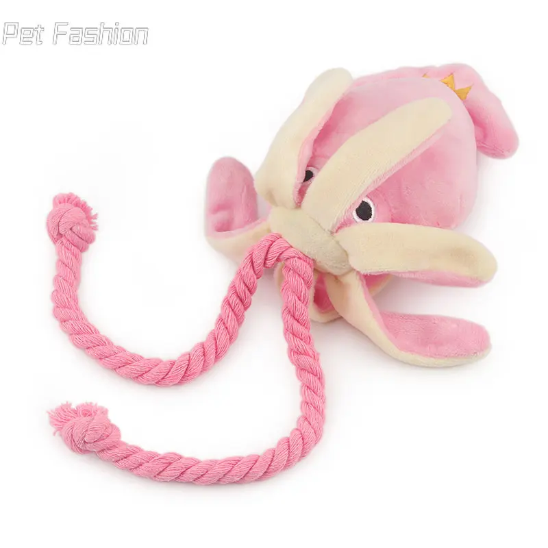 2023 Cute Squid Small Dog Toy Sound BB Plush Pet Puppy Rope Toys Pink Chew Squeak Toys For Cat dog toys for small dogs pet