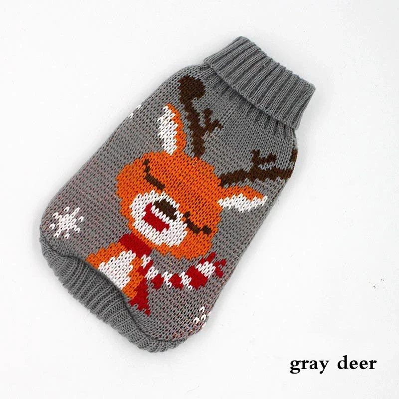 Warm Cat Clothes Winter Christmas Cats Sweater Cartoon Print Pet Clothing Knitting Costume Coat for Puppy Small Pets Clothes