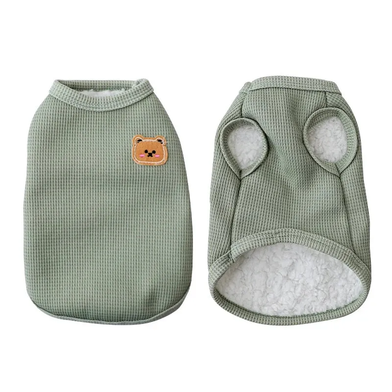 Bear Vest Thickened with Velvet Pet Dog Clothes Cat Solid T-shirt Clothing Dogs Thin Small Fashion Chihuahua Pug Pet Vest York