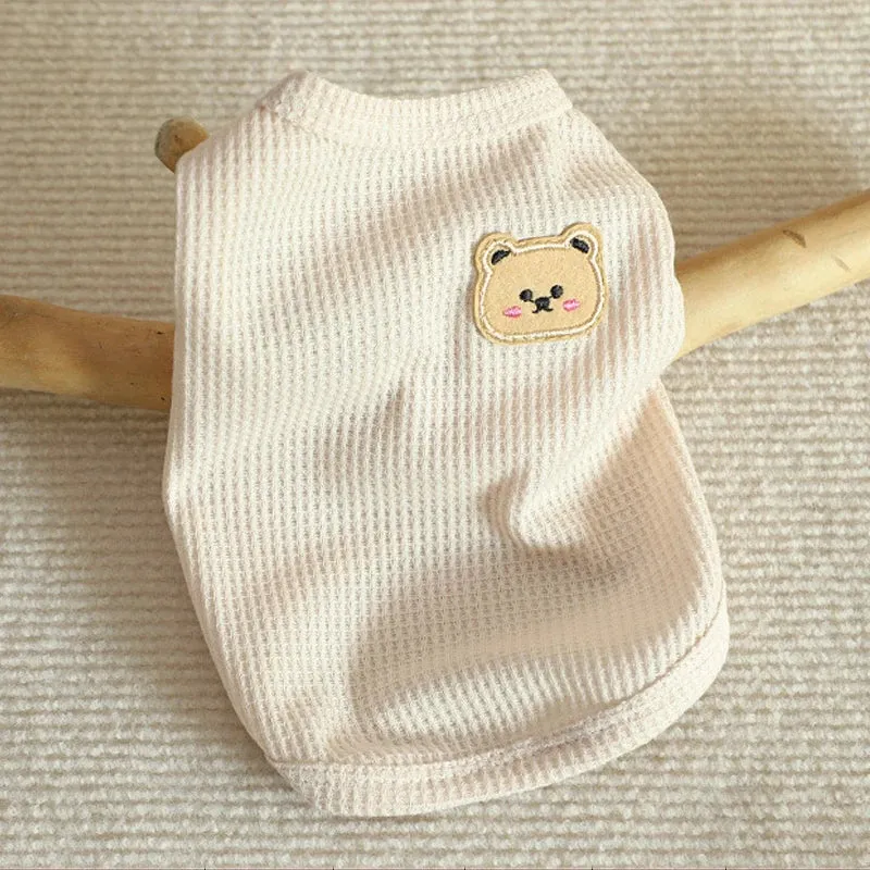 Bear Vest Thickened with Velvet Pet Dog Clothes Cat Solid T-shirt Clothing Dogs Thin Small Fashion Chihuahua Pug Pet Vest York