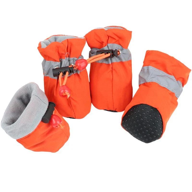 4pcs Antiskid Puppy Shoes Waterproof Winter Pet Dog Anti-slip Rain Snow Boots Footwear Thick Warm for Prewalkers Socks Booties
