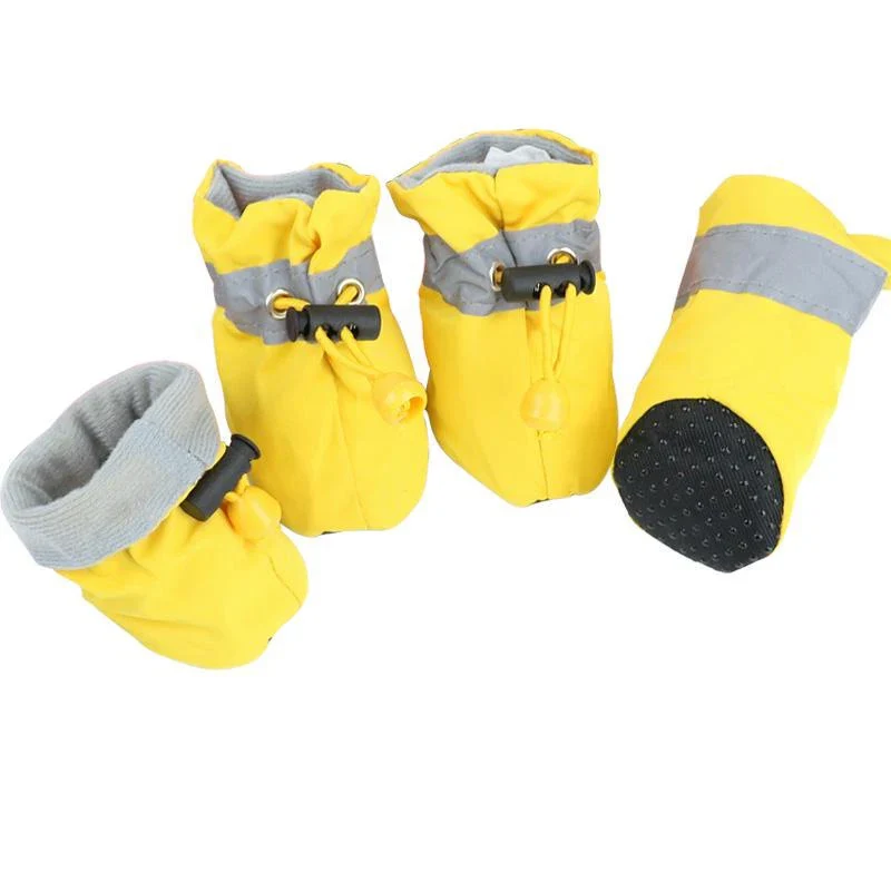 4pcs Antiskid Puppy Shoes Waterproof Winter Pet Dog Anti-slip Rain Snow Boots Footwear Thick Warm for Prewalkers Socks Booties