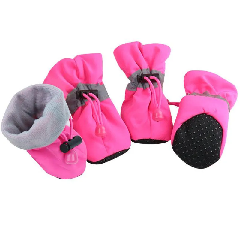 4pcs Antiskid Puppy Shoes Waterproof Winter Pet Dog Anti-slip Rain Snow Boots Footwear Thick Warm for Prewalkers Socks Booties