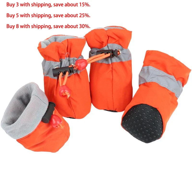 New 4pcs Waterproof Pet Dog Shoes Anti-slip Rain Snow Boot Footwear Thick Warm for Small Cats Dogs Puppy Dog Socks Booties
