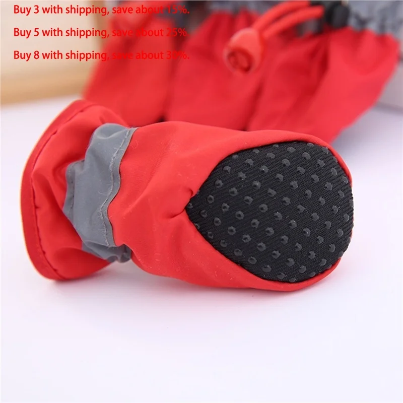New 4pcs Waterproof Pet Dog Shoes Anti-slip Rain Snow Boot Footwear Thick Warm for Small Cats Dogs Puppy Dog Socks Booties
