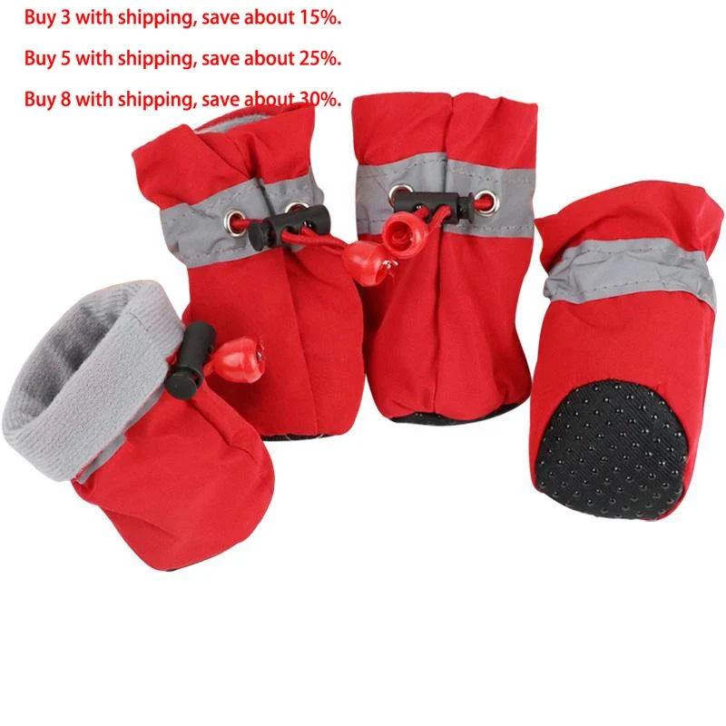 New 4pcs Waterproof Pet Dog Shoes Anti-slip Rain Snow Boot Footwear Thick Warm for Small Cats Dogs Puppy Dog Socks Booties