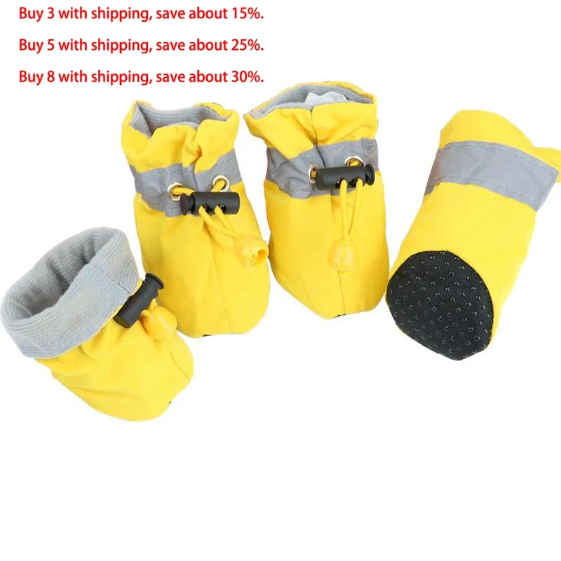 New 4pcs Waterproof Pet Dog Shoes Anti-slip Rain Snow Boot Footwear Thick Warm for Small Cats Dogs Puppy Dog Socks Booties