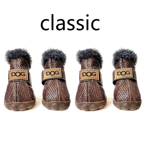 Winter Pet Dog Shoes Warm Snow Boots Waterproof Fur 4Pcs/Set Small Dogs Cotton Non Slip XS For ChiHuaHua Pug Pet Product PETASIA