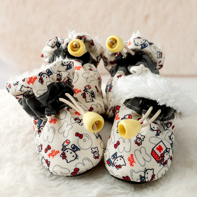 Dog Shoes Winter Small Size Dogs Corgi Pomeranian Teddy Can't Drop out Non-Slip Warm Cat Shoes Pet Supplies