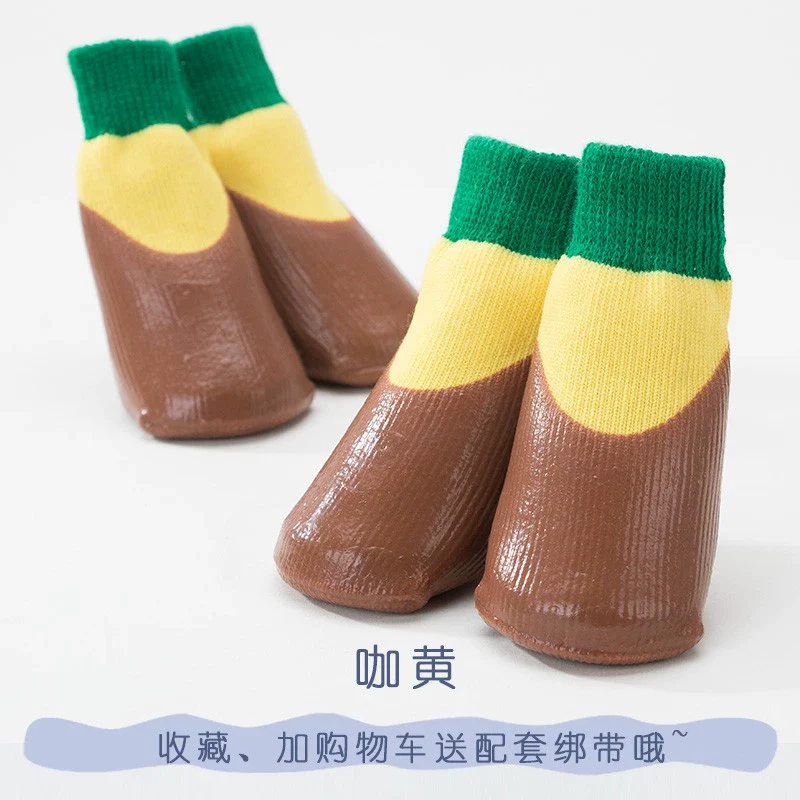 Puppy Dog Socks Teddy Waterproof Small Size Dogs Shoes Cat Anti-Scratch Booties Anti-Dirty Pet Non-Drop Knee Pad Leg Protector