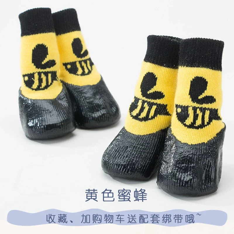 Puppy Dog Socks Teddy Waterproof Small Size Dogs Shoes Cat Anti-Scratch Booties Anti-Dirty Pet Non-Drop Knee Pad Leg Protector
