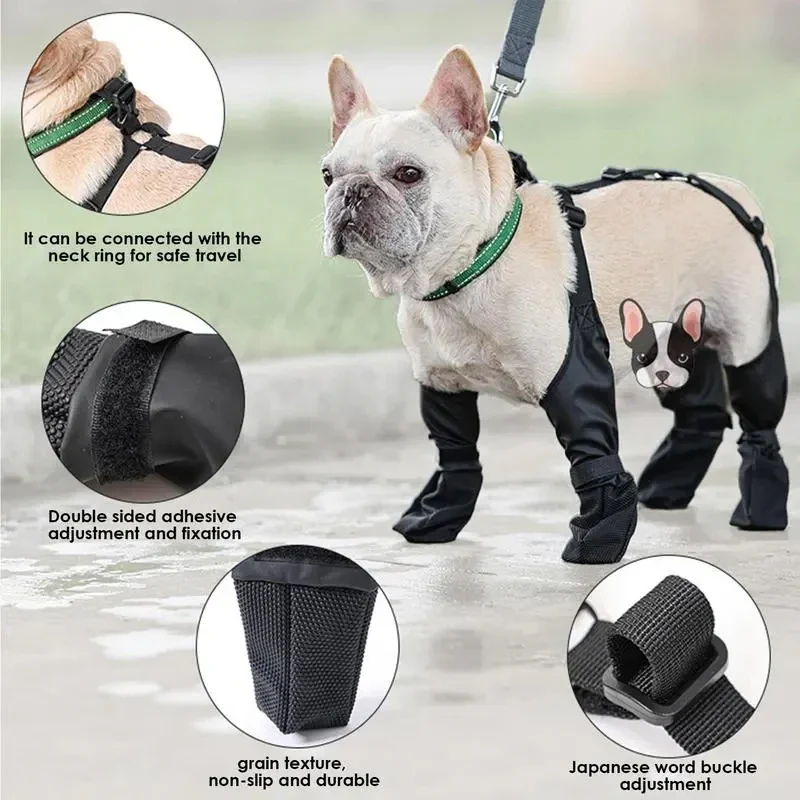 Dog Shoes Waterproof Adjustable Dog Boots Pet Breathbale Shoes for Outdoor Walking Soft French Bulldog Shoes Pets Paws Protector
