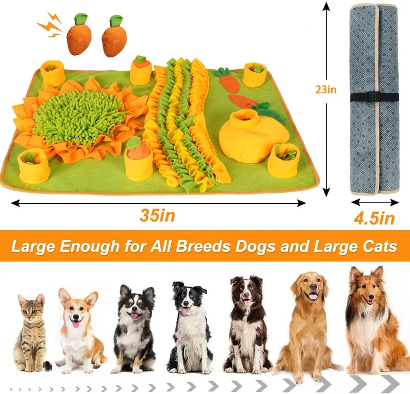 Large Snuffle Mat for Dogs Pet Interactive Training and Stress Relief Sniff Mat Feeding Mat Slow Feeder Dog Treat Mat Dog Toys
