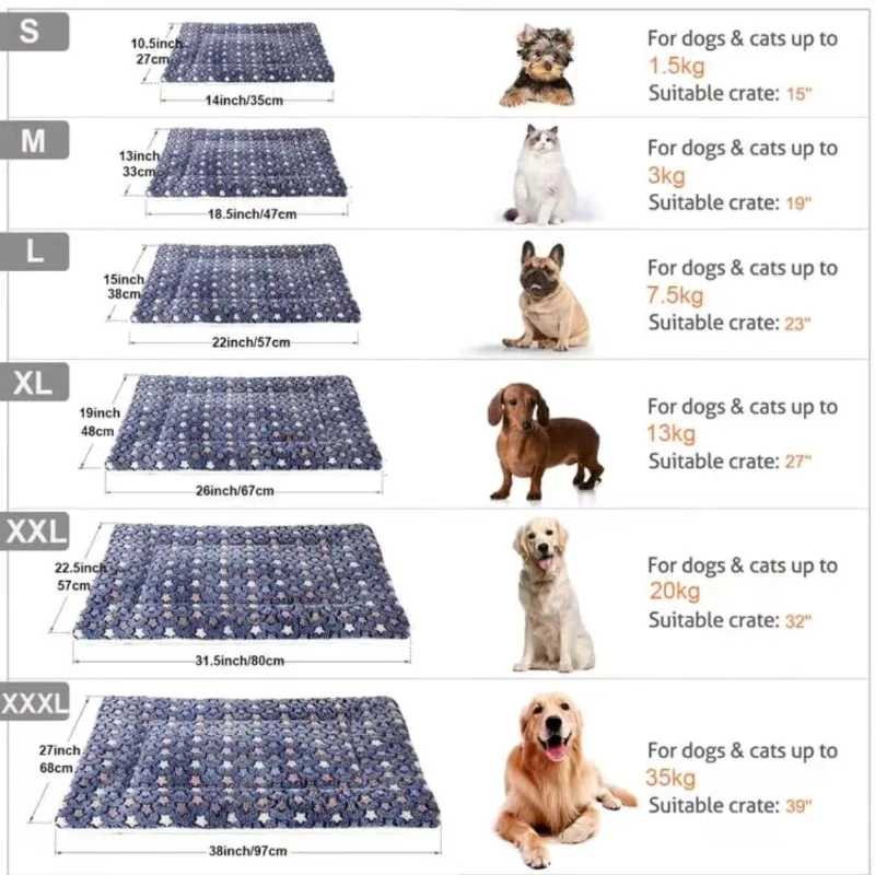 XS-3XL Warm Soft Pet Bed Mats Plush Pet Sleeping Mat for Dog Bed for Small Large Dogs Blanket Cat Bed Warm Cat Mat Cushion