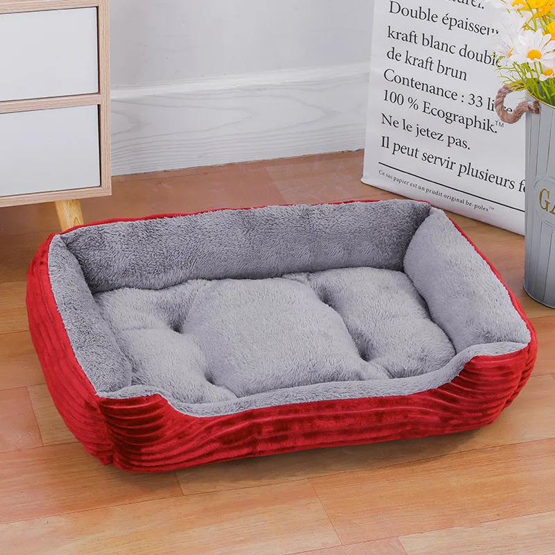 Bed for Dog Cat Pet Soft Square Plush Kennel Animals Accessories Dogs Basket Sofa Bed Larger Medium Puppy Pet Products Mattress