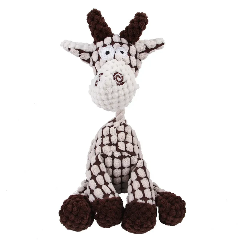 Animals Shape Squeaky Toys Plush Dog Toy Cute Bite Resistant Corduroy Dog Toys for Small Large Dogs Puppy Pet Dog Accessories