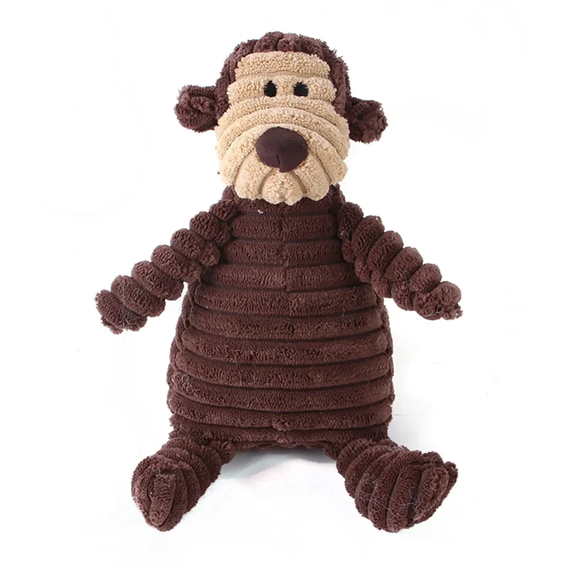 Animals Shape Squeaky Toys Plush Dog Toy Cute Bite Resistant Corduroy Dog Toys for Small Large Dogs Puppy Pet Dog Accessories