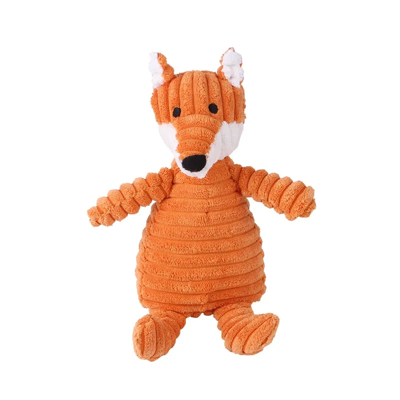 Animals Shape Squeaky Toys Plush Dog Toy Cute Bite Resistant Corduroy Dog Toys for Small Large Dogs Puppy Pet Dog Accessories